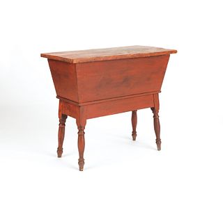 Pennsylvania painted doughbox on stand, ca. 1800,e