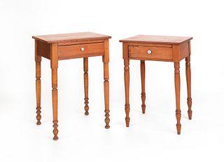 Two Sheraton cherry one drawer stands, 19th c., 28