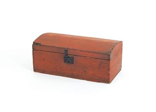 New England painted pine dome lid trunk, 12" h., 2