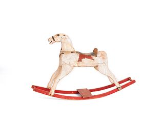 Carved and painted hobby horse, late 19th c., 26".