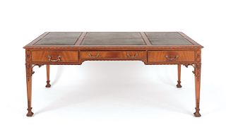 French mahogany bureau platte, 20th c., 30" h., 72