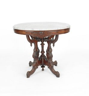 Victorian marble top stand, 19th c., 28" h., 32" w