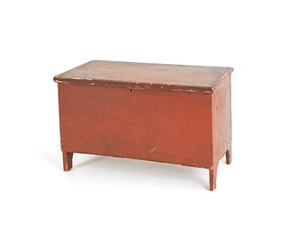 Diminutive red painted blanket chest, 19th c.