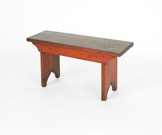 Mortised pine bench, 19th c., 18" h., 36" w., toge