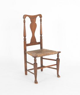 New England Queen Anne rushseat chair, 18th c., th