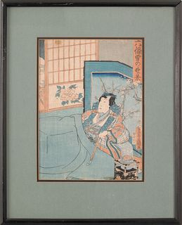 Four Japanese wood block prints, late 19th c., tog