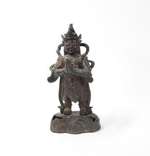 Chinese bronze figure, 19th c., 14" h.