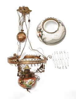 Victorian brass hanging chandelier, late 19th c.,i