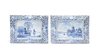 Two Delft plaques, late 19th c., 7 1/2" l., 9 3/4"