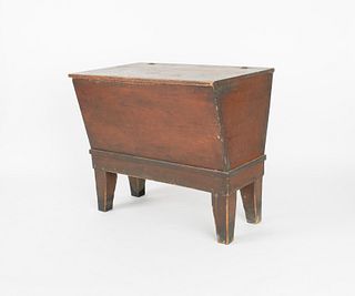 Pine dough box on stand, 19th c., with a lift lid,