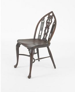 English Gothic back windsor side chair, late 18th.