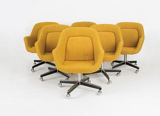 Set of eight Knoll swivel chairs.