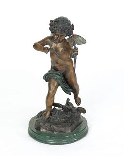 Bronze figure of cupid, after Houdon, 28" h.