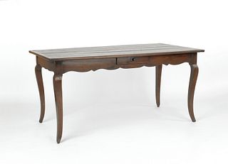 French fruitwood farm table, 30" h., 63" w., 32 1/