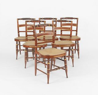 Set of six Sheraton fancy chairs, 19th c., with la