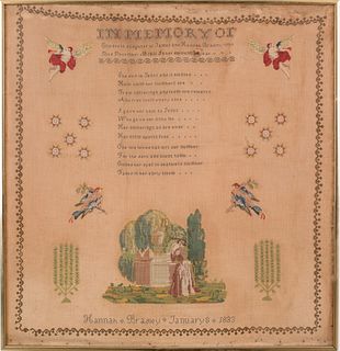 Wool memorial needlework dated 1833, wrought by Ha