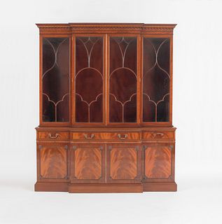 Chippendale style mahogany breakfront, 81 1/2" h.,