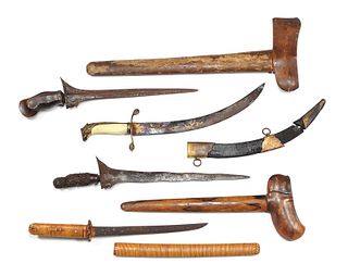 Four foreign edged weapons, 19th c., longest - 23"
