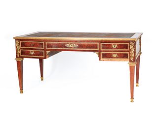 Louis XVI style bureau plat, late 19th c., 31" h.,