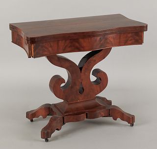 Empire mahogany card table, ca. 1845, 29 1/2" h.,4