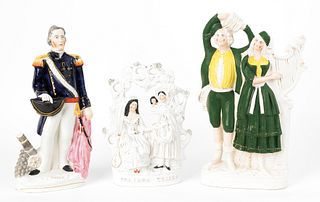Three large Staffordshire figural groups of Fortun