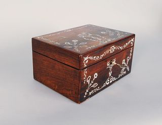 Mother of Pearl inlaid rosewood sewing box, 19th c