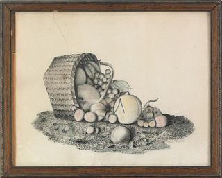 Pencil and watercolor still life late 19th c., sig