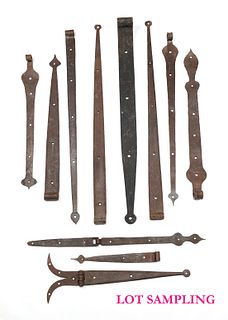 Collection of wrought iron hinges, 18th and 19th c