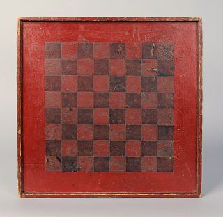 Painted checkerboard, 19th c., 17 1/4" x 16 1/2".