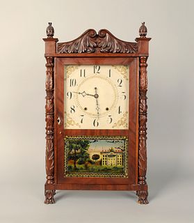Empire mahogany mantel clock by Elisha Hotchkiss,u