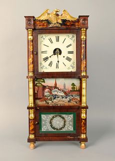 Empire triple decker mantel clock by Birge, Peck &