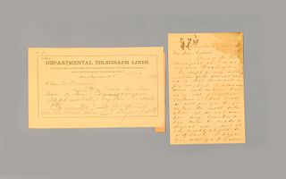 Letter and telegram signed by James A. Garfield da