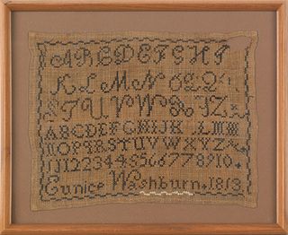 Two silk on linen marking samplers wrought by Euni