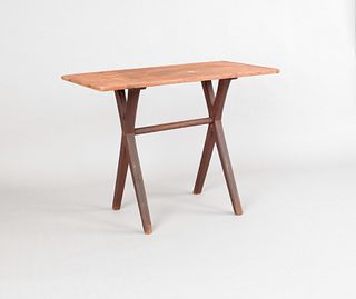 Pine sawbuck table, 19th c., 28 1/2" h., 37 1/2" w