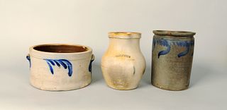 Two stoneware crocks, 19th c., 6" h. and 9 1/2" h.