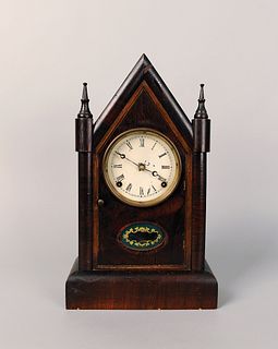 Empire rosewood steeple clock by Gilbert, 17 1/4".