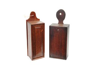 Two English oak hanging boxes, ca. 1800, 16 1/2" h