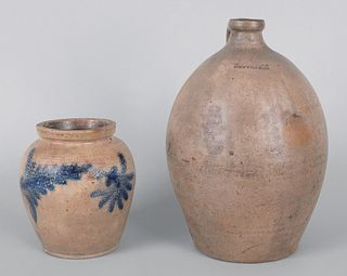 Stoneware jug, impressed Newville, PA, 13 1/2" h.,
