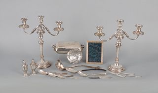 Group of sterling, weighted, and plated tablewares