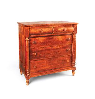 Sheraton tiger maple chest of drawers, ca. 1835, 4