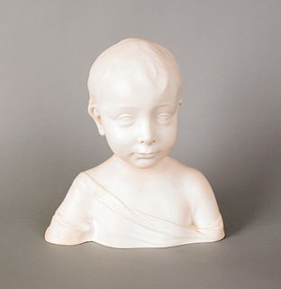 Marble bust of a young boy, ca. 1900, 11" h.