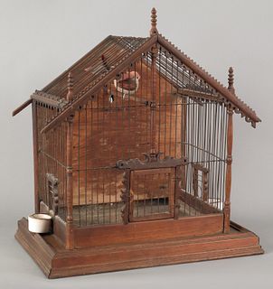 Pine and maple birdcage, ca. 1900, 20 1/2" h., 18/
