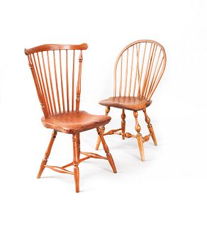 Pair of birdcage windsor chairs, ca. 1830, togethe