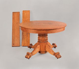 Victorian oak dining table, 29 1/2" h., 44" w., to