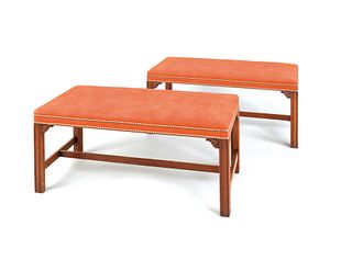 Pair of Kittinger Chippendale style mahogany bench