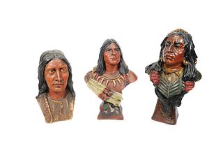 Painted plaster bust of a Native American, titledi