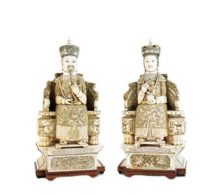 Pair of large Chinese carved ivory and bone figure