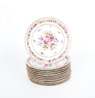 Set of eleven Dresden painted porcelain plates, 9/