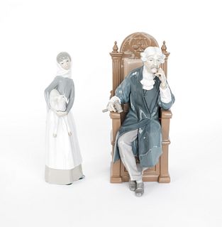 Two Lladro porcelain figures, 12 1/4" h., 10 3/4".