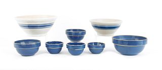 Eight pottery mixing bowls, early 20th c., tallest